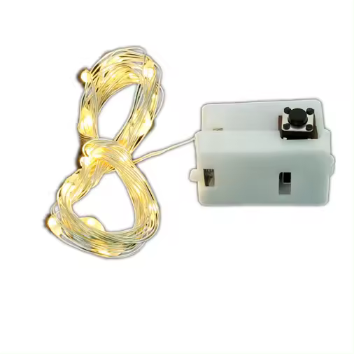 Cadena de luces LED decorativas de 100 LED que funcionan con pilas, cable de cobre para dormitorio, boda (33 pies/10 m, blanco cálido) - 1