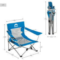 Aktive - Silla plegable camping, 49x46x60 cm, color azul, asiento bajo, portavasos, antivuelco, soporta 110 kg, estructura de acero, tejido de poliéster, correa de hombro, plegado en acordeón, sillas plegables - details 3