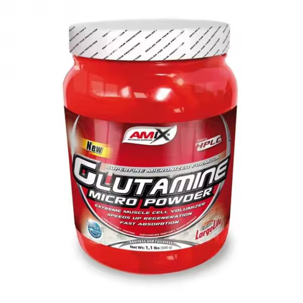 AMIX - Glutamine MicroPowder - 500 gr - Recuperación muscular y salud intestinal - 500 gramos de Glutamina en polvo - Fórmula micronizada para rápida absorción. - 1