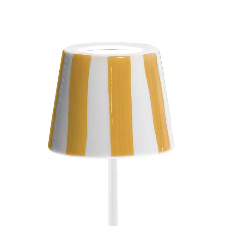 Lámpara de Mesa LED Poldina Lido de Rayas Amarillas recargable y regulable con Batería de hasta 12 Horas. Para uso exterior IP65 - 1