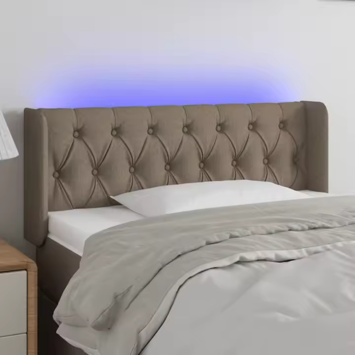 vidaXL Cabecero con LED de tela gris taupe 93x16x78/88 cm - 1