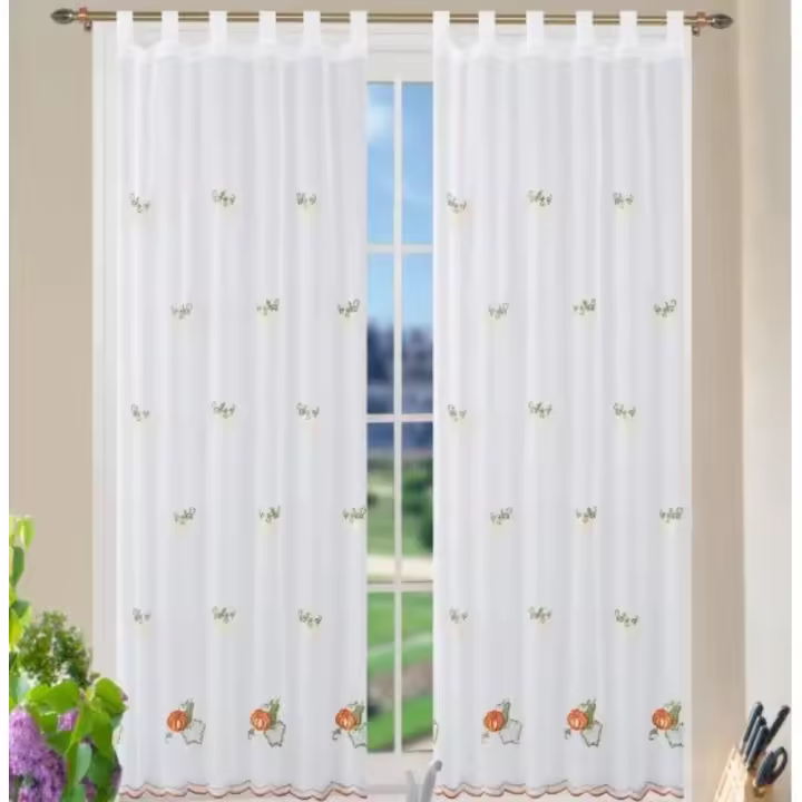 Cortina - Cocina - Bordada Cortinas De Cocina, Estampados Florales, Cortinas Decorativas, DecoracióN Del Hogar. Adecuado Para Cocina, Dormitorio, SalóN Y BañO. 1 Pieza, 100x220cm. 2025 Nuevo Caliente - 1