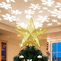 Decoración De Árbol De Navidad 3D Estrella Plateada Con LED Giratorio Proyector De Escarcha Luces Colgantes Para Fiesta Navideña - details 21