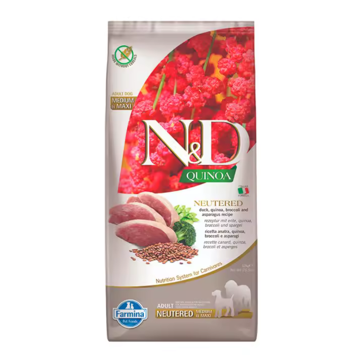 Farmina Nd Dog Quinoa Neutered Pato Medium Maxi - Pienso para Perros Esterilizados de Razas Medianas y Grandes - 1