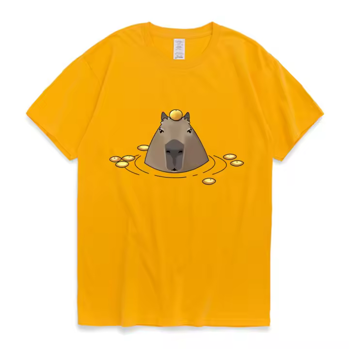 Camiseta De Algodón Cómoda Y Graciososa Con Diseño De Capybara Para Hombres Y Mujeres Estilo Anime Japonés Casual Oversized Para Calle Pareja - 1