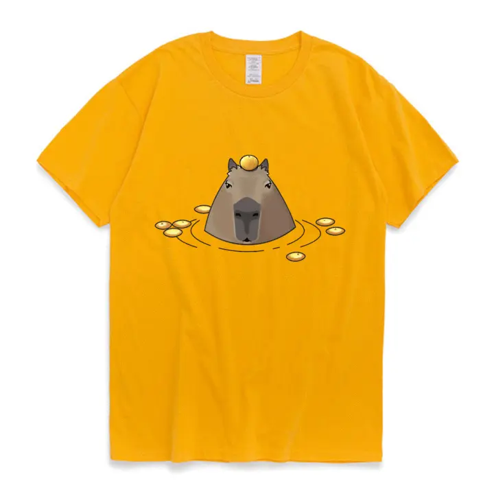 Camiseta De Algodón Cómoda Y Graciososa Con Diseño De Capybara Para Hombres Y Mujeres Estilo Anime Japonés Casual Oversized Para Calle Pareja - 1