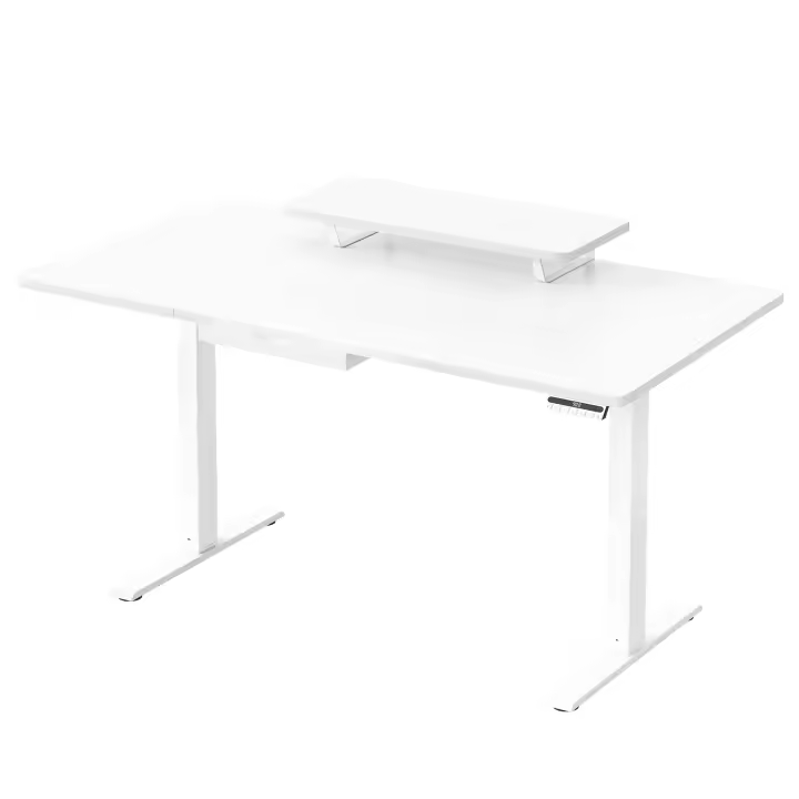 VASAGLE Escritorio Eléctrico Ajustable en Altura, 140 x 70 cm, para Trabajar de Pie, Soporte para Monitor, Cajón, Puerto USB-C, Recordatorio de Sedentarismo, para Oficina, Marrón Rústico/Blanco Nube - 1