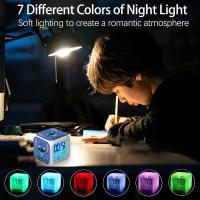 Reloj despertador digital Mesita de noche Punto Blanco Despertadores para niños with 7 Luces LED que camban de color (barería no incluida) - details 0