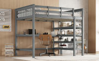 Cama Elevada Infantil 140x200-Robusta Estructura with Caja de Almacenaje Integral y Escribano Bajo Cama - Diseño Moderno en Gris Sin Colchón - details 1
