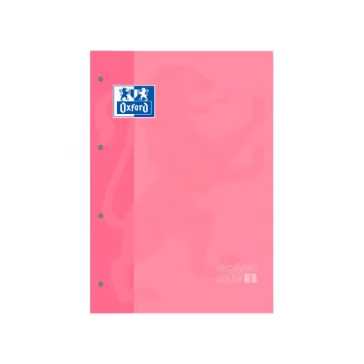 RECAMBIO OXFORD COLOR 1 ROSA CHICLE DIN A4+ 80 HOJAS 90 GR CUADRO 5 MM 4 TALADROS - 1