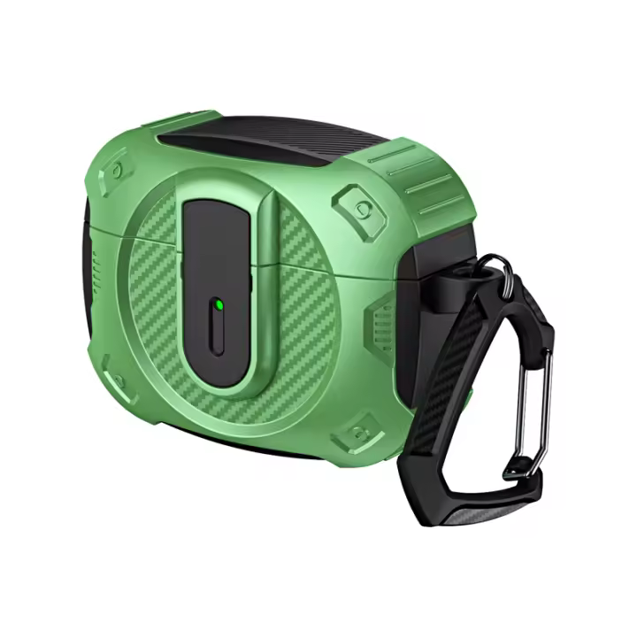 Funda De Carbono Para Airpods 4/3/2 Y pro Con Hebilla De Escalada Cierre Seguro Carcasa Rígida Para Auriculares Material TPU+PC - 1