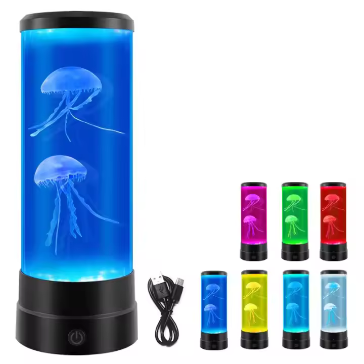 Lámpara De Noche LED Cambio De Color Juguete Acuario Mini Acrílico Simulación De Medusa Decorativa USB Regalo Para Niños - 1