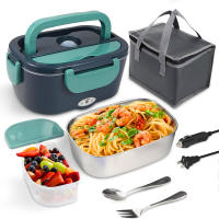 Fiambrera Eléctrica 1.5L 60W, 12V/24V+220V Gran Comida Térmico con Bolsa y Acero Inoxidable Tenedor Cuchara para Coche Camión Oficina - details 2