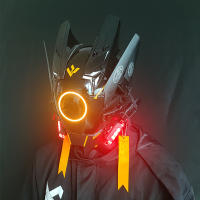 Máscara De Cosplay Cyberpunk Con LED Y Pelucas Dreads Espada Ninja Samurai Regalo De Navidad Y Cumpleaños Para Adultos Unisex - details 3