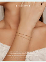 Pulsera De Enlaces De Bolas Doble Capa Para Mujer Plata De Ley 925 Ajustable Simplicidad Joyería De Fiesta Regalo De Cumpleaños - details 6
