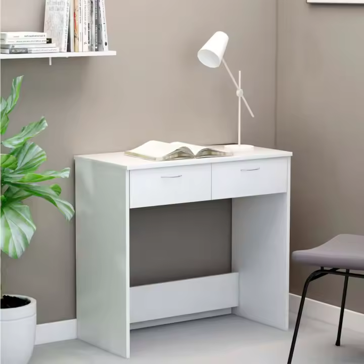 VidaXL Escritorio de madera 2 cajones blanco 75x80x40 cm - 1