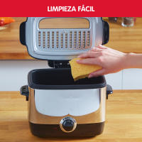 Moulinex AF220010 Freidora, Capacidad 1 l de Aceite, para Unos 600 gr de Comida, Acero Inoxidable, Bol Antiadherente, Filtro Metálico Incluido, Termostato Ajustable, Plástico, Negro, Plateado - details 1