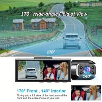 Cámara dual, 1080P delantera y 720P interior, conector de coche de 5V, batería de polímero de litio recargable, montaje adhesivo, compatible con PC, posición de conducción universal - No incluye tarjeta SD - details 2