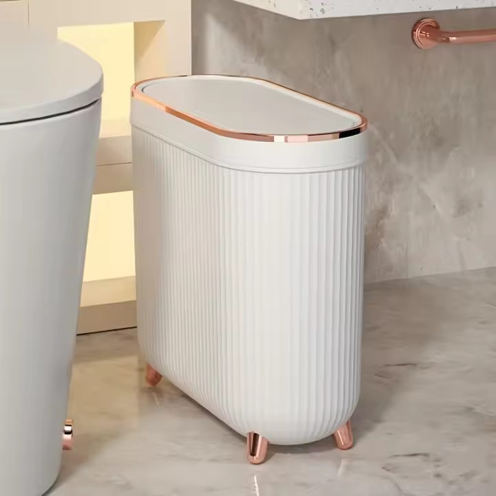 Bandeja De Basura Compacta Y Silenciosa Para Baño Y Dormitorio Sin Electricidad Espaciosa Con Opcional Tapa Para El Hogar - 1