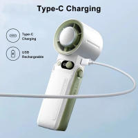 Abanico Portátil Mano 3600mAh Recargable Plegable Con Cuello Para Refrigeración Al Aire Libre Camping Ventilador De Hielo - details 8