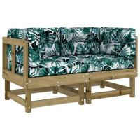vidaXL Sofás esquineros con cojines 2 uds madera maciza de pino Pino natural, Pino blanco, Pino gris Conjunto Terraza Muebles Jardín Exterior Juego de Muebles de jardín Mueble Jardín Exterior Muebles de Salon Exterior - details 1