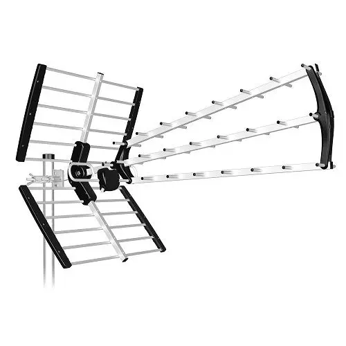 CABLEPELADO Antena TDT LTE 700 Alta Ganancia, Antena Triple Plegable UHF G=18 dB, Aluminio de 16,5 mm de sección en Eje Principal, Ideal para recepción de Televisión Digital Terrestre, Negro - 1