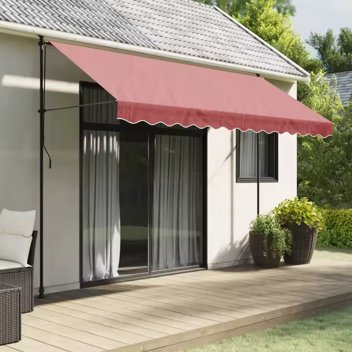 vidaXL Tela de cenefa de toldo de repuesto rayas burdeos 3,5 m - 1