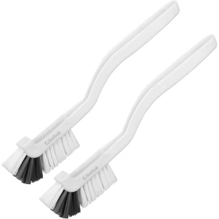 Cepillo pequeño para fregar, cerdas medianas suaves, mini cepillo para juntas, cepillo de limpieza de esquinas con microborde para botellas, paquete de 2, gris claro - 1