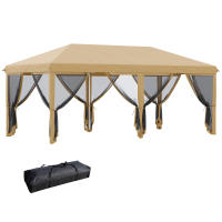 Outsunny Carpa Plegable 6x3 m Cenador de Jardín Gazebo con 6 Mosquiteras Bolsa de Transporte y Marco de Acero para Camping Fiestas - details 0