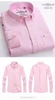 Camisa De Oxford Para Hombre Algodón Y Poliéster Estilo Casual De Negocios Con Rayas Y Cuadros Cuello Alto Manga Larga No Hierro Slim Fit Color Sólido Para Otoño/Invierno - details 11