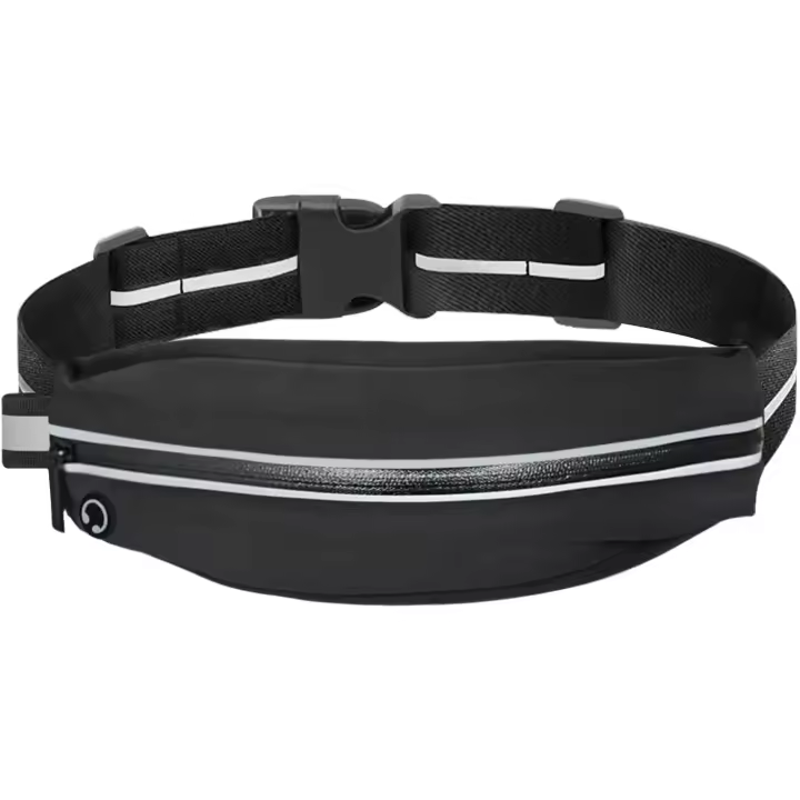 Cinturón para correr, riñonera reflectante para correr, para Mujer y Hombre, para capacitar y trotar, Con Puerto para auriculares, equipo para correr (Negro) - 1