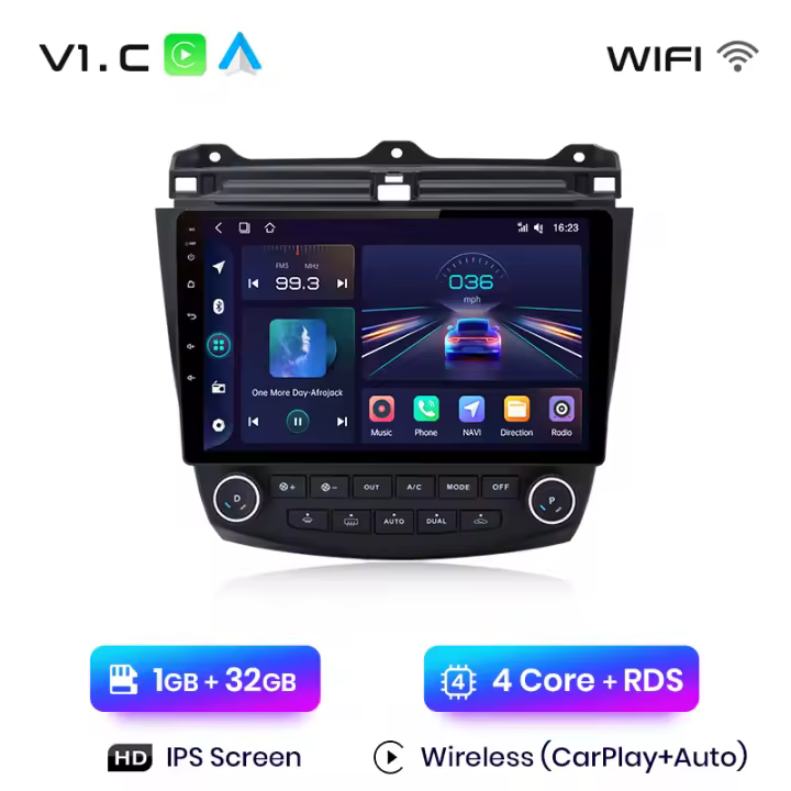 Junsun Tech Android 13 Radio para Honda Accord 7 2003 2004 2005 2006 2007 2008 de Coche con Chip Qualcomm de 8 Núcleos CarPlay Inalámbrico Autorradio Estéreo Pantalla HD Multimedia - 1