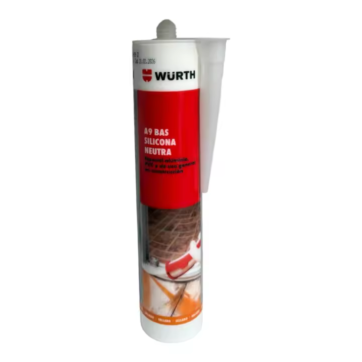 Silicona Blanca Neutra A9 BAS Würth – 310ml – Sellador Profesional para Aluminio, PVC y Construcción General - 1