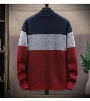 Nueva Chaqueta De Punto De Piel Para Hombre Otoño Invierno Cierre De Cremallera Estilo Casual Con Contraste De Rayas Suéter De Velours - details 2