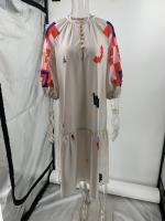 Vestido Largo Casual Bohemio Para Mujer Verano 2025 Estampado Suave Cuello Redondo Mangas Lanternas Sueltas Moda Oficina - details 5