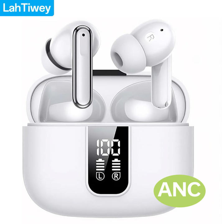 Auriculares Inalámbricos Con Cancelación De Ruido Activa Bluetooth 5.3 TWS Earbuds in Ear Headphones ANC Silicona Impermeables Con Micro Para Videojuegos Y Oficina