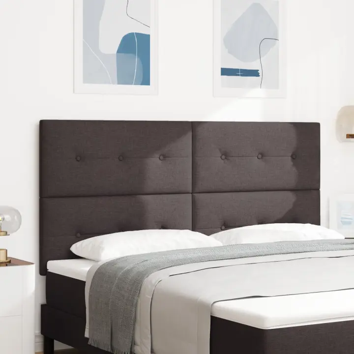 Cabecero vidaXL Button Tufted Marrón Oscuro 180 cm Tela - 1