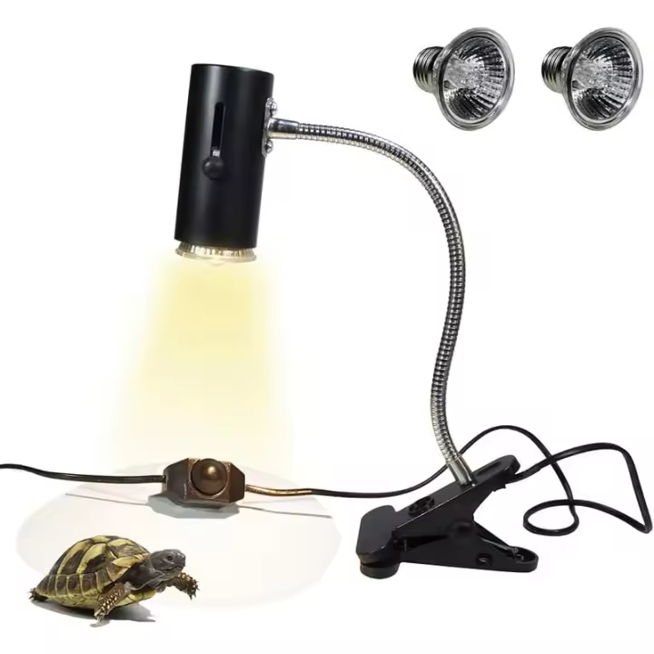 Lámpara calefactora de tortuga, 1 bombilla UVA UVB de 50 W, lámpara de abrazadera para lámpara calefactora de terrario infrarrojo con portalámparas de cuello de cisne de 30 cm para reptiles y anfibios, - 1