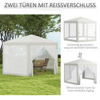 Carpa hexagonal para Fiesta de 4x4m with mosquitera, Carpa de Jardín de poliéster y metal para Fiesta de Jardín y eventos en Cream - details 3