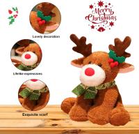 Peluche de reno navideño, 32 cm, alce navideño, almohada de peluche suave, peluches navideños, ciervo, colección de regalos de peluche navideños - details 1