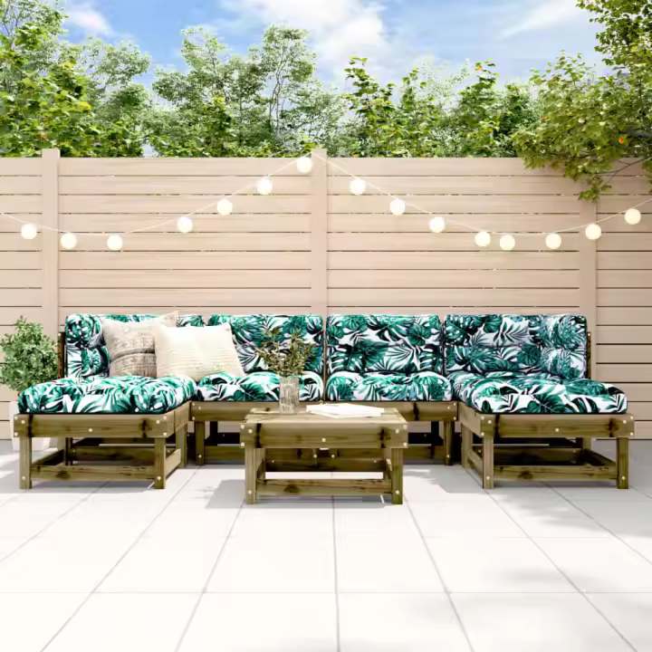 vidaXL Juego de muebles de jardín 7 pzas madera de pino impregnada - 1