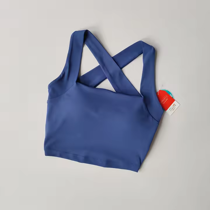 Sudadera Deportiva Sin Costuras Para Mujer Con Espalda Cruzada Y Amplias Alzas a Absorbedor De Choques Para Yoga Y Correr - 1