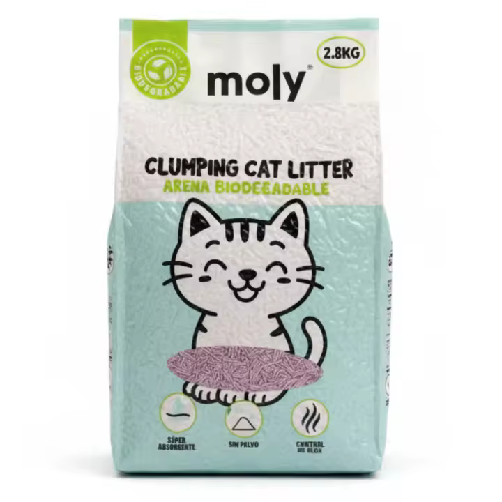 Arena para Gatos Tofu Moly 2,8 kg (8,4 L) | Aglomerante, Ecológica, Sin Polvo | Lavanda, Talco o Carbón Activo - 1