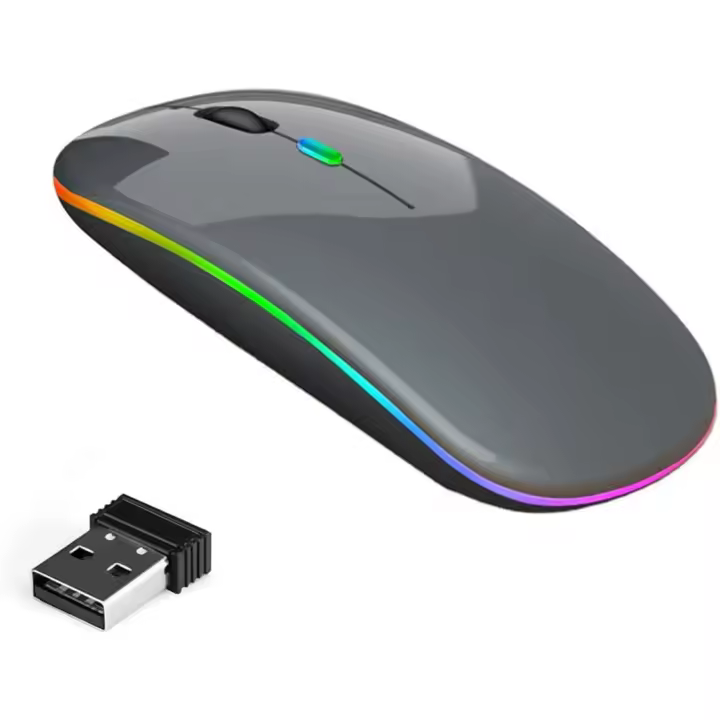 Raton Inalambrico con Bluetooth y 2.4Ghz con NANO USB, Recargable Ratón Inalámbrico compacta y fina para Android/ Windows, 3 dpi Ajustable Bluetooth 5.1, Compatible con Laptop/iPad/iPhone/Mac iOS/P (Negro) - 1