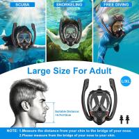 Mascara de buceo integral para adultos L-XL – Máscara de snorkel 180° con doble tubo respiratorio, sistema anti-vaho y anti-fugas, protección CO₂, respiración natural nariz y boca, máscara de buceo completa unisex para playa y viaje - details 4