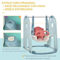 HOMCOM Tobogán Infantil con Columpio y Canasta Baloncesto 3 en 1 para Niños de +18 Meses con Asiento Ajustable Centro de Actividades para Interior y Exterior 150x190x100 cm Multicolor - details 2