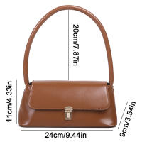 Bolso De Hombro Para Mujer Estilo Retro Tendencia PU Cuero Sólido Color Simple Bolso De Comunicación Con Manija Portátil Bolsos Casual - details 30