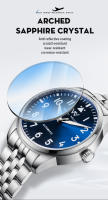 Reloj De Diversión WM Watch Welly Merck WM165 Para Hombre Resistente Al Agua 200M Serie Piloto Mecánico Automático Con Cristal De Zafiro Marcas Arábigas Acero Inoxidable - details 5