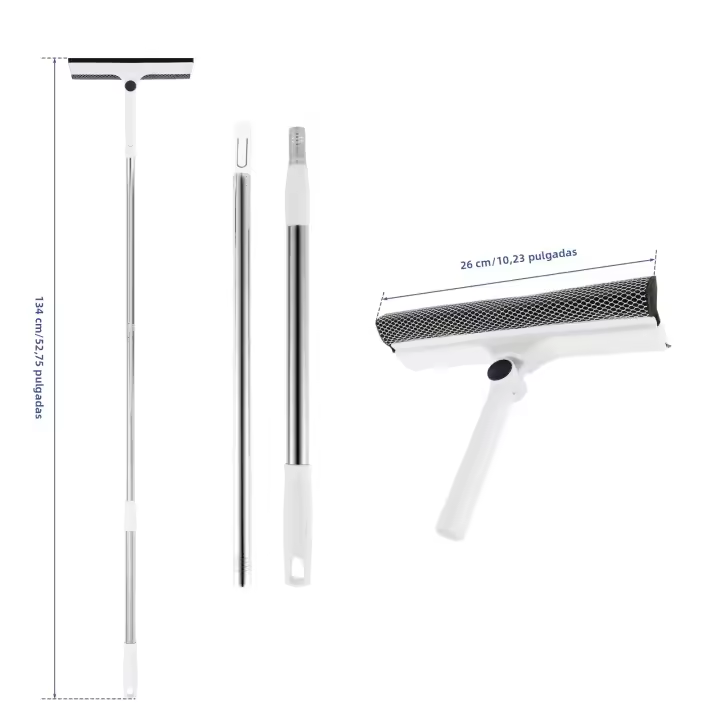 Cepillo De Limpieza De Ventanas Ajustable Con Mango Extensible Doble Cara Limpia De Vidrio Con Esponja De Silicona Herramienta De Limpieza Para El Hogar - 1