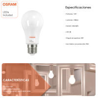 FACTORLED BOMBILLA LED 12W OSRAM E27 A60, 1440 LM GRAN LUMINOSIDAD, LUZ BLANCA  2700K - 4000K- 6000K - details 1